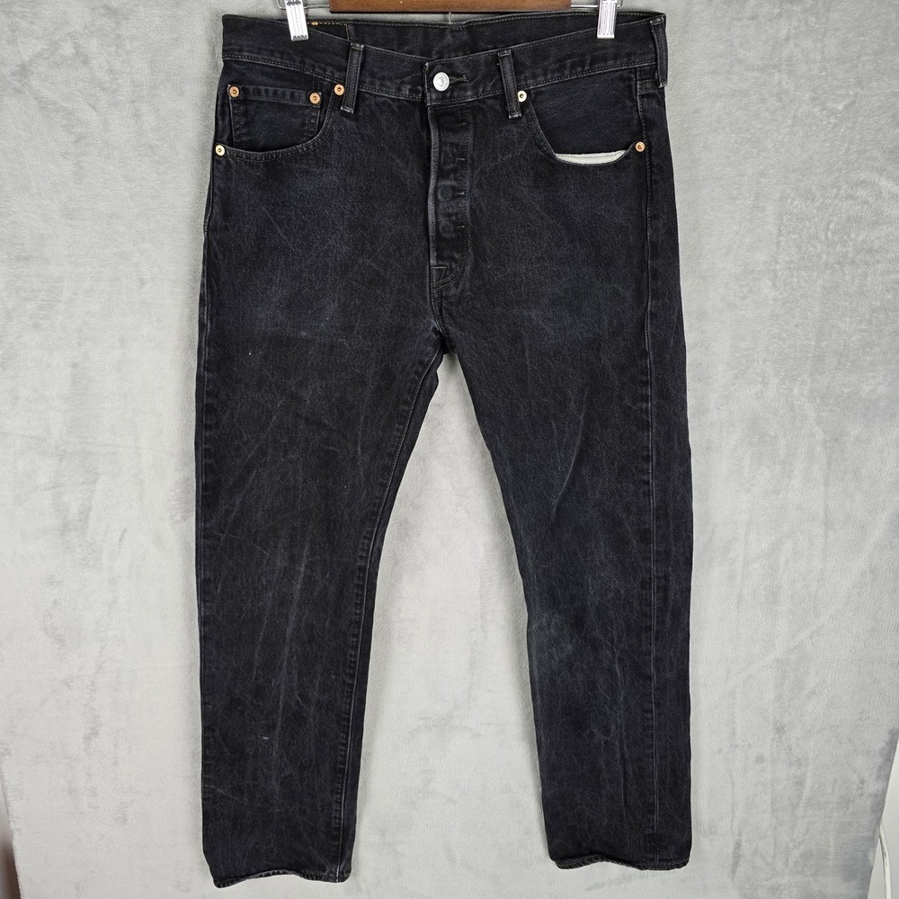 Levis 501‎ Original Fit Mens Jeans 34x34 Faded Black Straight Leg Button Fly